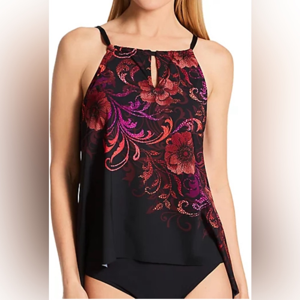 Miraclesuit Poppy Peephole Tankini Top Size 12